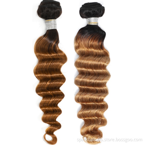 SPARK Ombre Remy Human Hair Bundles Straight Body Deep Bouncy Loose Water Wave Kinky Yaki Afro Curly Factory Wholesale Cheap